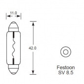 FESTOON 11x42mm: Festoon bulb - 11 x 42mm from £0.01 each